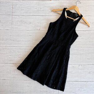 Lulus Dress Womens Size Small Black Daisy Date Lace Skater Floral A Line Floral
